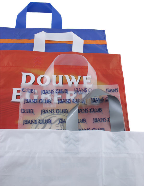 Polyethylene carrier bags with flat handle